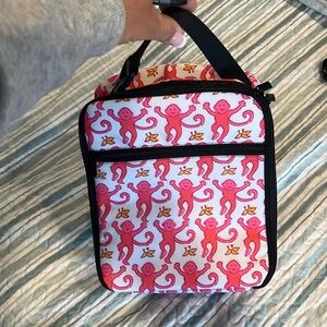 Monkey 🐒 insulated full zip &pocket ✨pink lunchtote